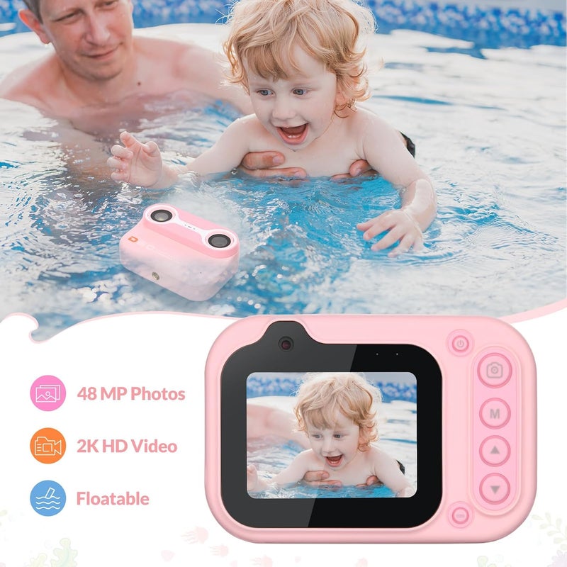 Bestrip Kids Underwater Camera, 1080P HD Waterproof Digital Camera with 2.4" IPS Screen, Birthday Gifts for Boys Girls Children, Toddler Cameras Toys for 3 4 5 6 7 8 9(Pink) - Image 3